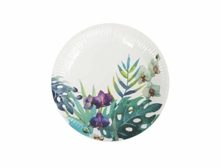 Plate set Algon Disposable Cardboard Tropical 12 Pieces 18 cm (24 Units) Hot on Sale