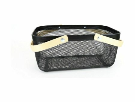 Multi-purpose basket Confortime Metal Wood 40 x 28 x 18 cm (6 Units) Online Sale