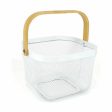 Multi-purpose basket Confortime Metal Wood 25 x 26 x 18 cm (6 Units) Online Hot Sale