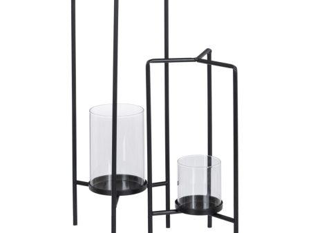 Candleholder 18,5 x 16,5 x 50 cm Crystal Black Metal (2 Units) For Discount