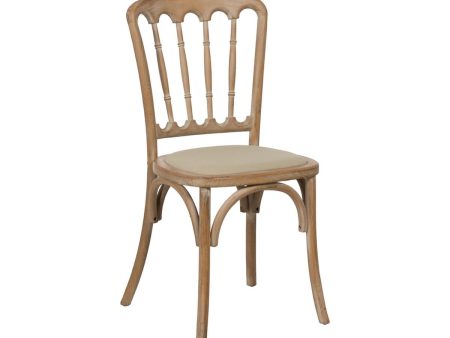 Dining Chair Beige Natural Rubber wood Cotton Polyester 45 x 46 x 92 cm For Discount