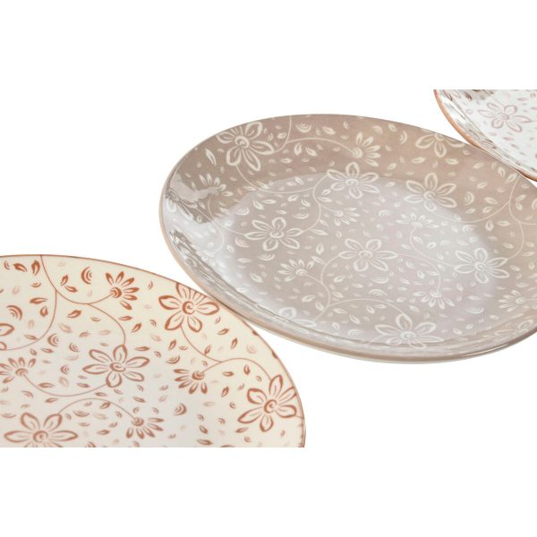 Plate set Home ESPRIT Brown Beige Porcelain 19 x 19 x 2 cm Supply