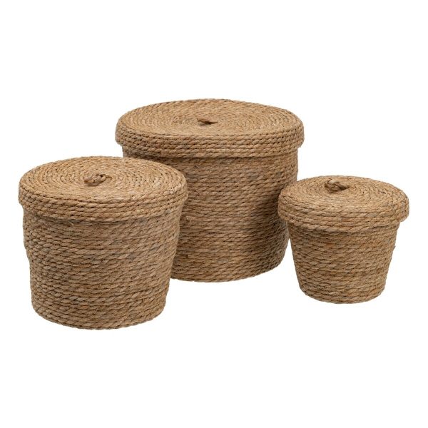 Multi-purpose basket 3 Pieces 28 x 28 x 36 cm Natural Natural Fibre Sale