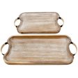 Set of trays Romimex Natural Wood 2 Pieces Online now