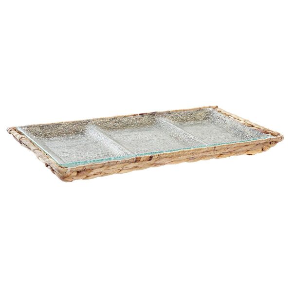 Snack tray DKD Home Decor Transparent Natural Crystal 42 x 20 x 3,5 cm Discount