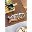 Appetizer Set Home ESPRIT Blue Navy Blue Porcelain Acacia Fish Mediterranean 28 x 9,7 x 1,3 cm 4 Pieces Online Sale