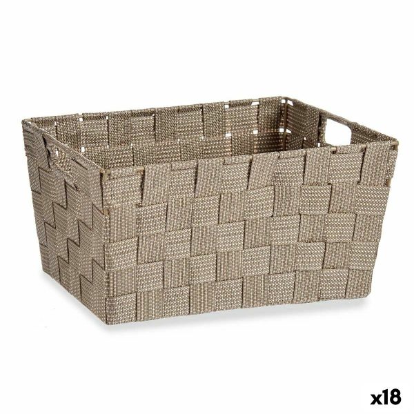 Multi-purpose basket Brown Cloth 5 L 30,4 x 14 x 20 cm (18 Units) For Discount