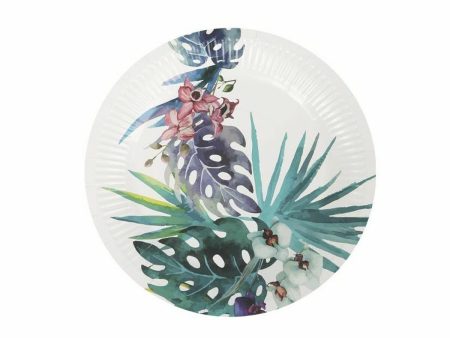 Plate set Algon Disposable Cardboard Tropical 10 Pieces 20 cm (24 Units) Discount