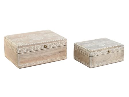 Jewelry box DKD Home Decor 25,5 x 20 x 10,5 cm Natural Mango wood (2 Units) Online now