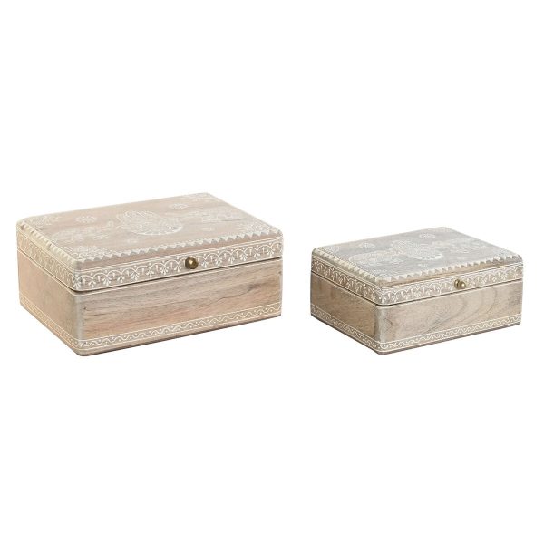 Jewelry box DKD Home Decor 25,5 x 20 x 10,5 cm Natural Mango wood (2 Units) Online now