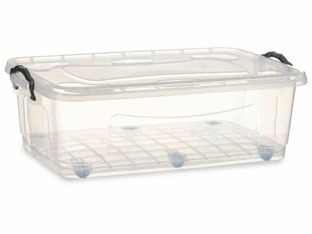 Storage Box with Wheels Transparent Plastic 30 L 40 x 20,5 x 63 cm (6 Units) Cheap