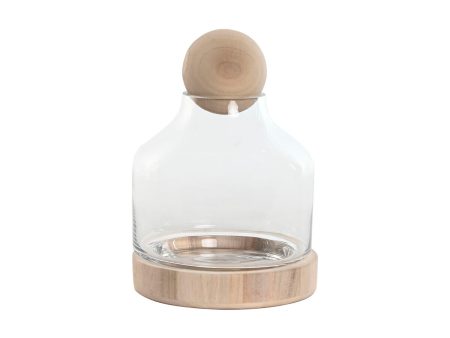 Vase Home ESPRIT Transparent Natural Wood Crystal 18 x 18 x 24 cm Online Sale