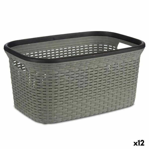 Laundry Basket Grey Plastic 36 L 36 x 25,5 x 53 cm (12 Units) Fashion