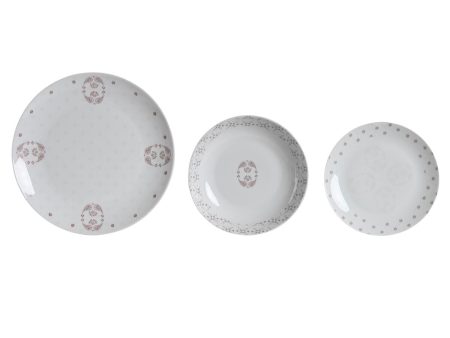 Dinnerware Set DKD Home Decor Porcelain Pink White 27 x 27 x 3 cm 18 Pieces Discount