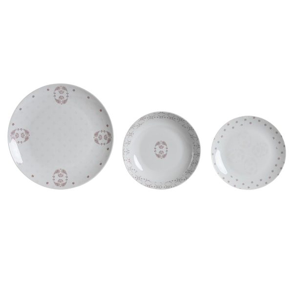 Dinnerware Set DKD Home Decor Porcelain Pink White 27 x 27 x 3 cm 18 Pieces Discount