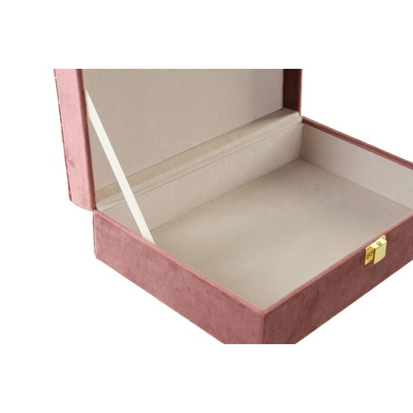 Jewelry box DKD Home Decor Purple Pink Golden Wood 24 x 16 x 7 cm (2 Units) For Discount