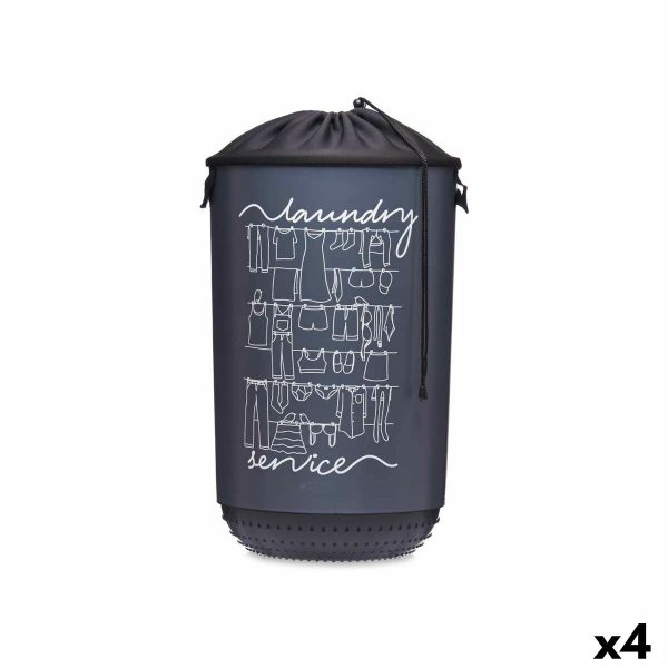 Laundry Basket Laundry Sevice Dark blue Plastic 40 L 34 x 52,5 x 34 cm (4 Units) For Discount