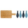 Appetizer Set Home ESPRIT Blue Green Navy Blue Bamboo Porcelain Mediterranean Fish 36 x 18 x 1,3 cm 5 Pieces on Sale