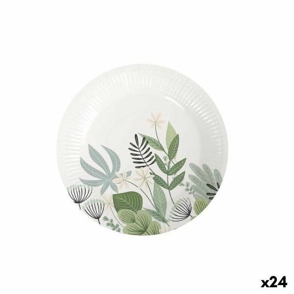 Plate set Algon Disposable Cardboard Floral 10 Pieces 20 cm (24 Units) For Discount