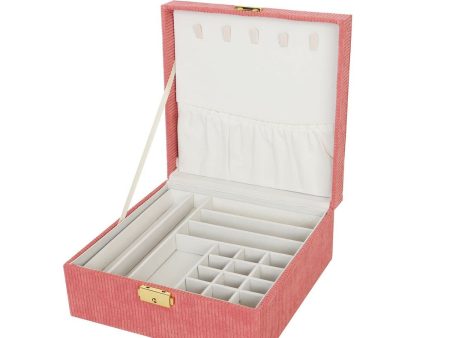 Jewelry box Versa Red Polyester Cardboard 21,5 x 9 x 21,5 cm For Cheap