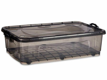 Storage Box with Wheels Anthracite Plastic 40 L 46,5 x 20 x 72,5 cm (6 Units) Online Sale