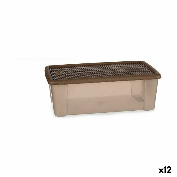 Storage Box with Lid Stefanplast Elegance Beige Plastic 5 L 19,5 x 11,5 x 33 cm (12 Units) For Discount