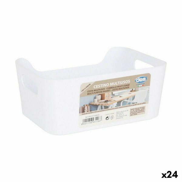 Multi-purpose basket Dem White 19 x 13,5 x 8 cm (24 Units) Hot on Sale