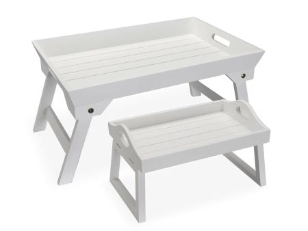 Set of trays Versa White MDF Wood 32 x 24 x 48 cm For Cheap