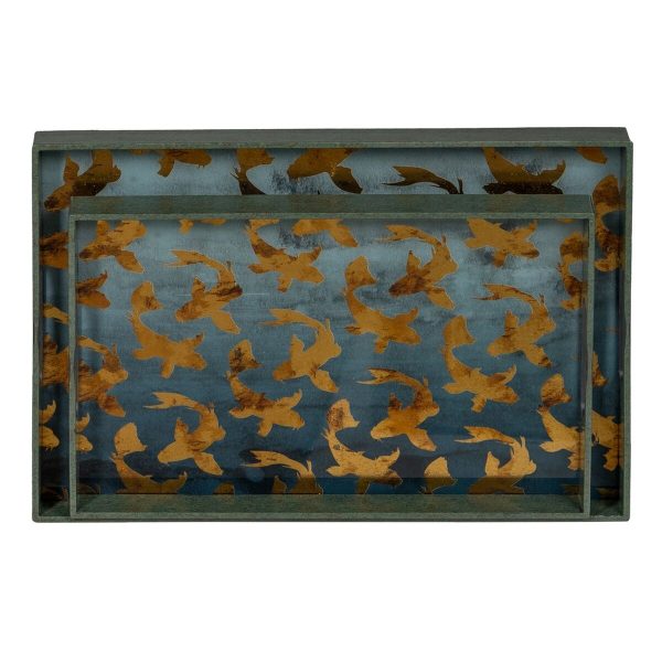 Snack tray Blue Golden PVC Crystal Fish 45 x 31 x 4,2 cm (2 Units) Sale