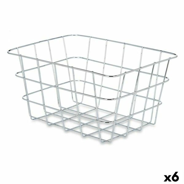 Multi-purpose basket Silver Metal 24 x 12,5 x 18,5 cm Rectangular (6 Units) Online