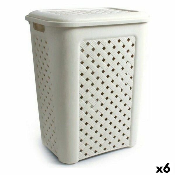 Laundry Basket Tontarelli Arianna With lid Beige 43,5 x 33,5 x 55 cm (6 Units) Online Hot Sale