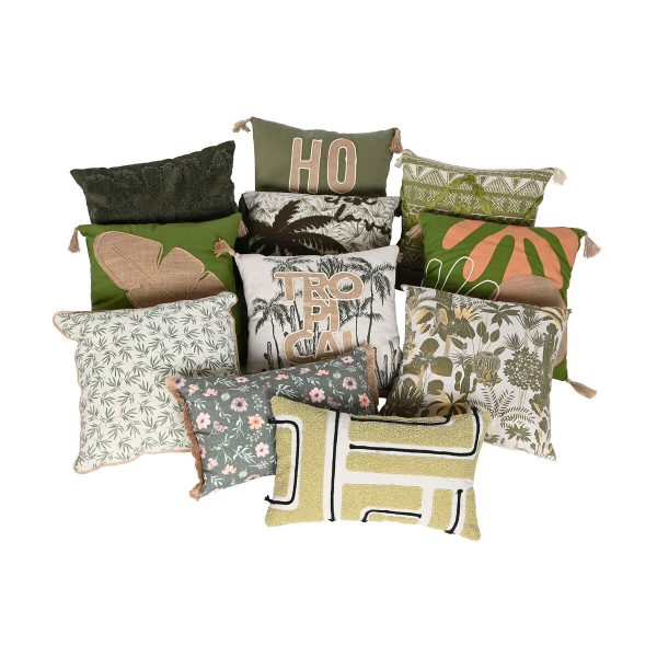 Cushion Home ESPRIT Green Beige Palms Boho 45 x 5 x 45 cm Online now