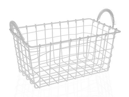 Multi-purpose basket Versa White Steel 23 x 14,5 x 37 cm Online now