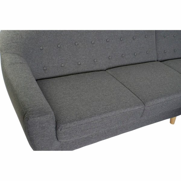 3-Seater Sofa DKD Home Decor 8424001799442 Grey Multicolour Natural Wood Rubber wood Scandi 230 x 144 x 84 cm For Sale