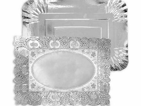 Snack tray Algon Silver Rectangular 23 x 29,5 x 1 cm Disposable (48 Units) Online now