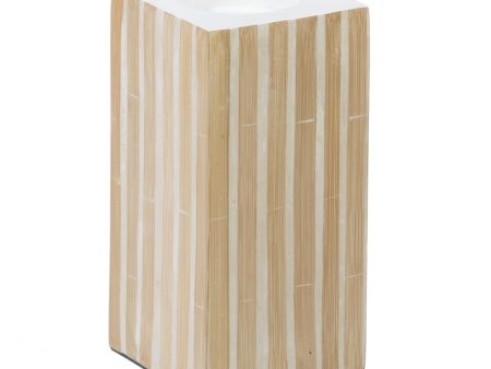 Candleholder Beige Bamboo MDF Wood 10,5 x 10,5 x 21 cm For Sale