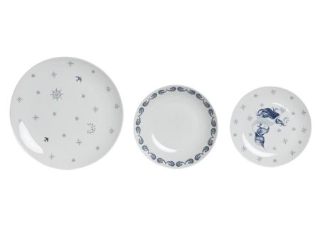 Dinnerware Set DKD Home Decor Porcelain Blue White 27 x 27 x 3 cm 18 Pieces Fashion