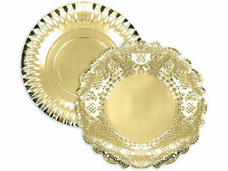 Snack tray Algon Golden Circular 23 x 23 x 1,5 cm (48 Units) Fashion