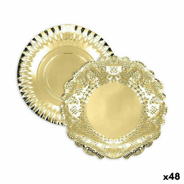 Snack tray Algon Golden Circular 23 x 23 x 1,5 cm (48 Units) Fashion