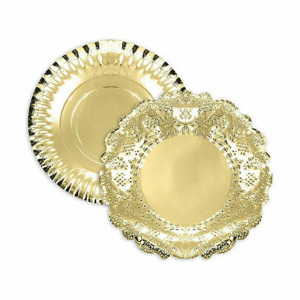 Snack tray Algon Golden Circular 23 x 23 x 1,5 cm (48 Units) Fashion