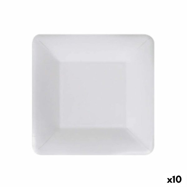 Plate set Algon Disposable White Cardboard Squared 18 cm (10 Units) Online