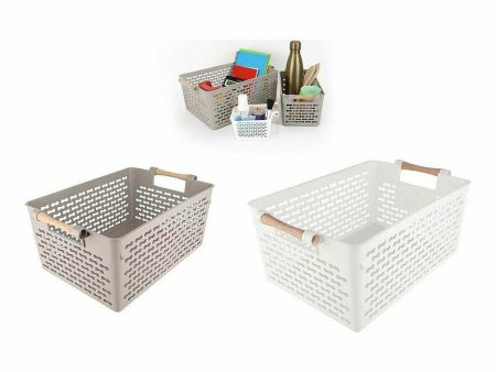 Multi-purpose basket Confortime Wood 37 x 23 x 15 cm (18 Units) Online Hot Sale