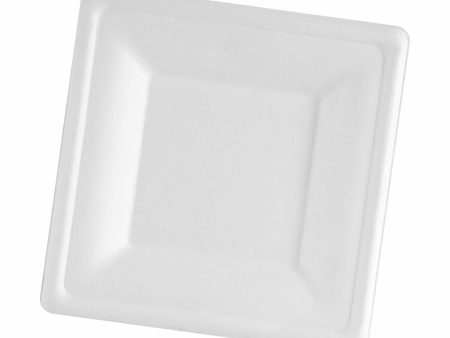 Plate set Algon Disposable White Sugar Cane Squared 16 cm (24 Units) Online now