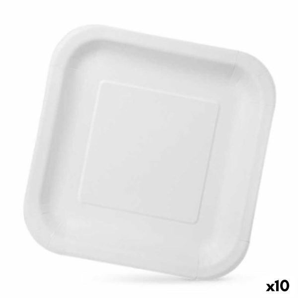 Plate set Algon Disposable White Cardboard 23 x 23 x 1,5 cm (10 Units) Fashion