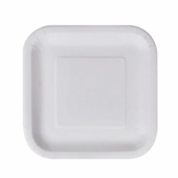 Plate set Algon Disposable White Cardboard Squared 23 cm (24 Units) For Discount