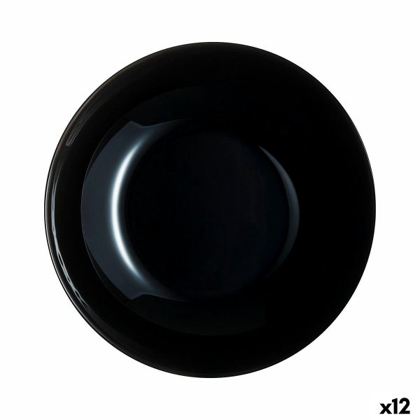 Deep Plate Luminarc Zelie Negro Black Glass Ø 20 cm (12 Units) Supply