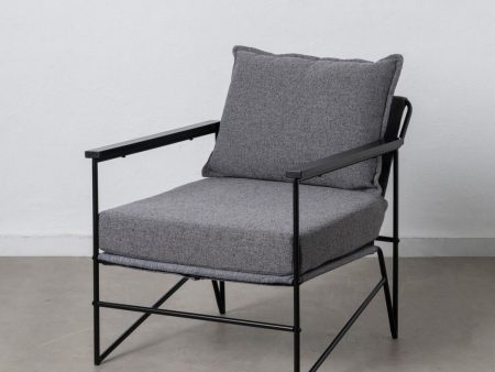 Armchair 69 x 79 x 82 cm Synthetic Fabric Grey Metal Cheap