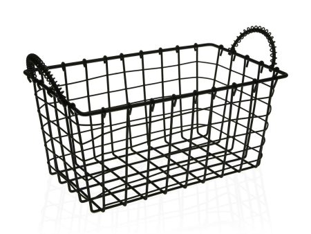 Multi-purpose basket Versa Black Steel 23 x 14,5 x 37 cm For Cheap