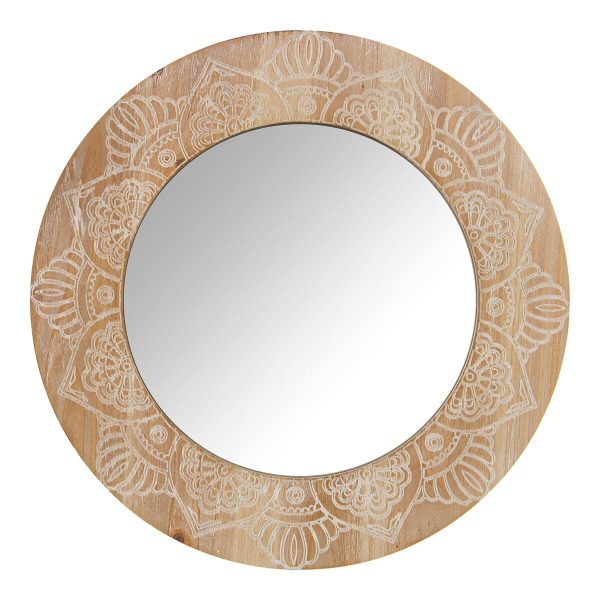 Wall mirror Alexandra House Living Natural Wood 6 x 54 x 54 cm Circular Cheap