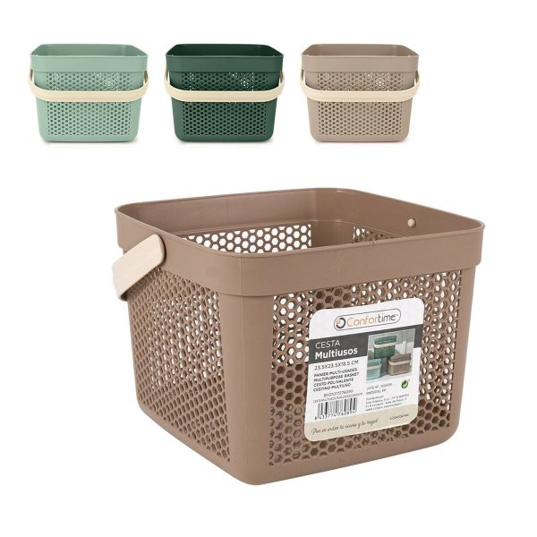 Multi-purpose basket Confortime Plastic 8 L 23,5 x 23,5 x 18,5 cm (24 Units) For Sale